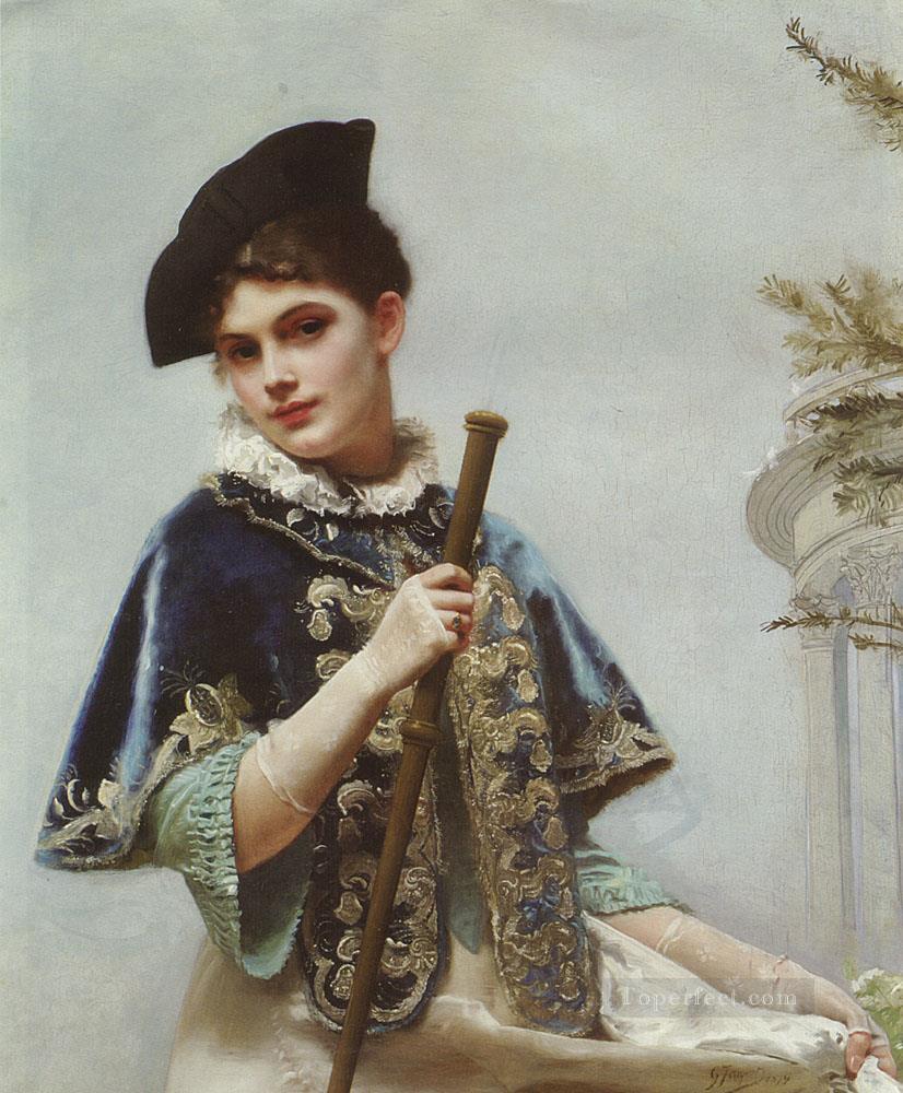 A Portrait of a Noble Lady lady portrait Gustave Jean Jacquet Oil Paintings